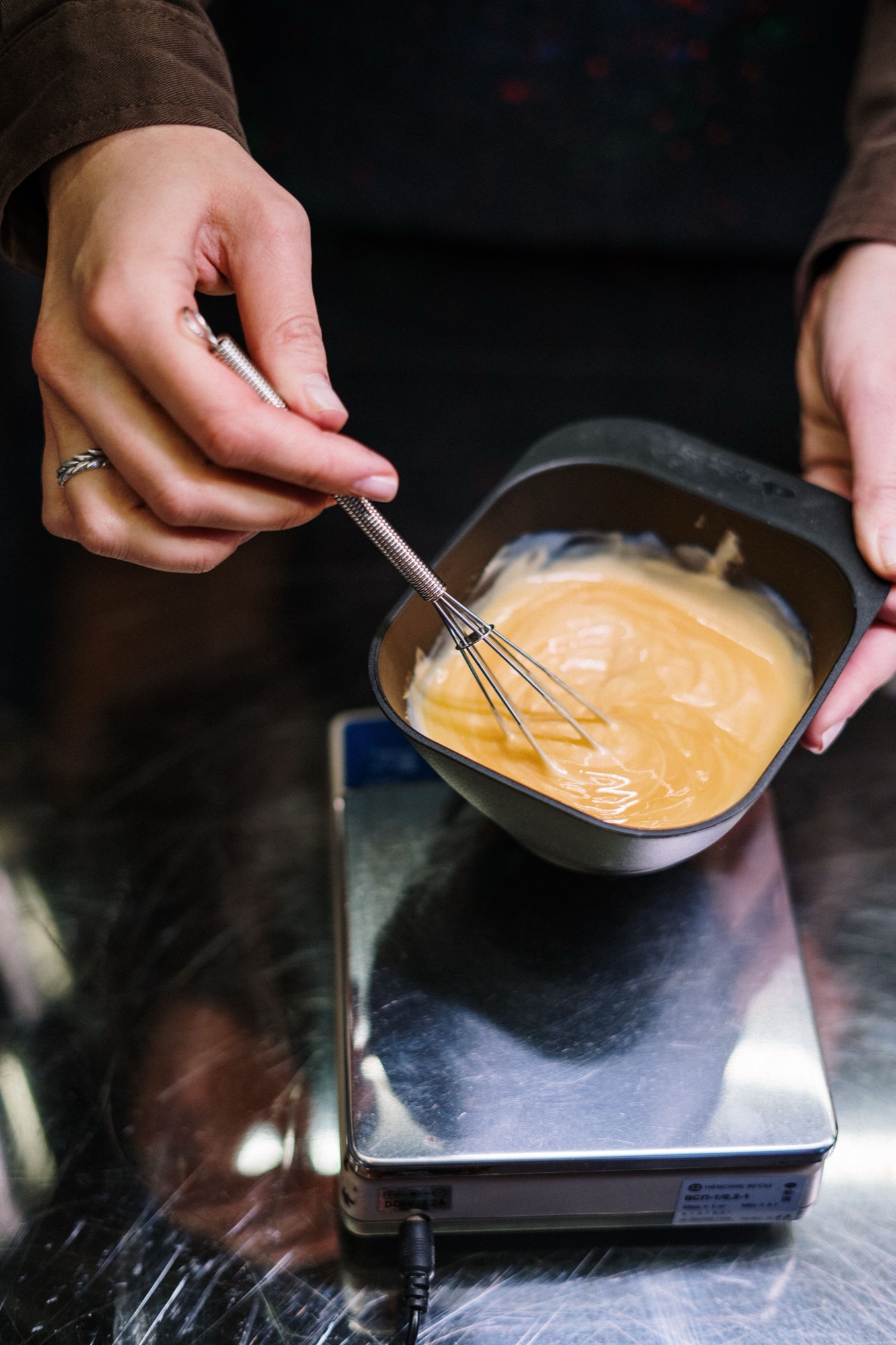 Whisking a golden roux in a pan